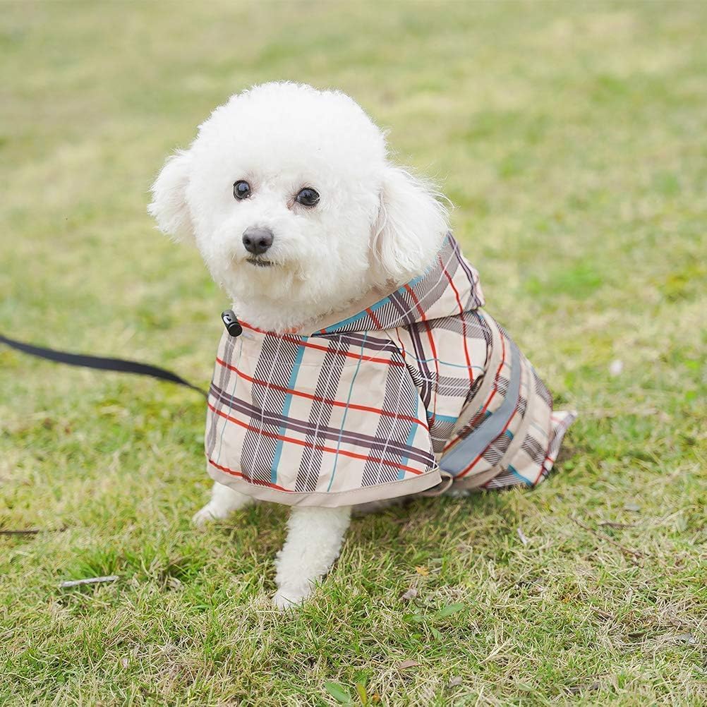 Breathable puppy raincoat with elastic buckle hood adjustment close up