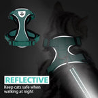Aquamarine small cat harness with four point adjustable straps for secure fit