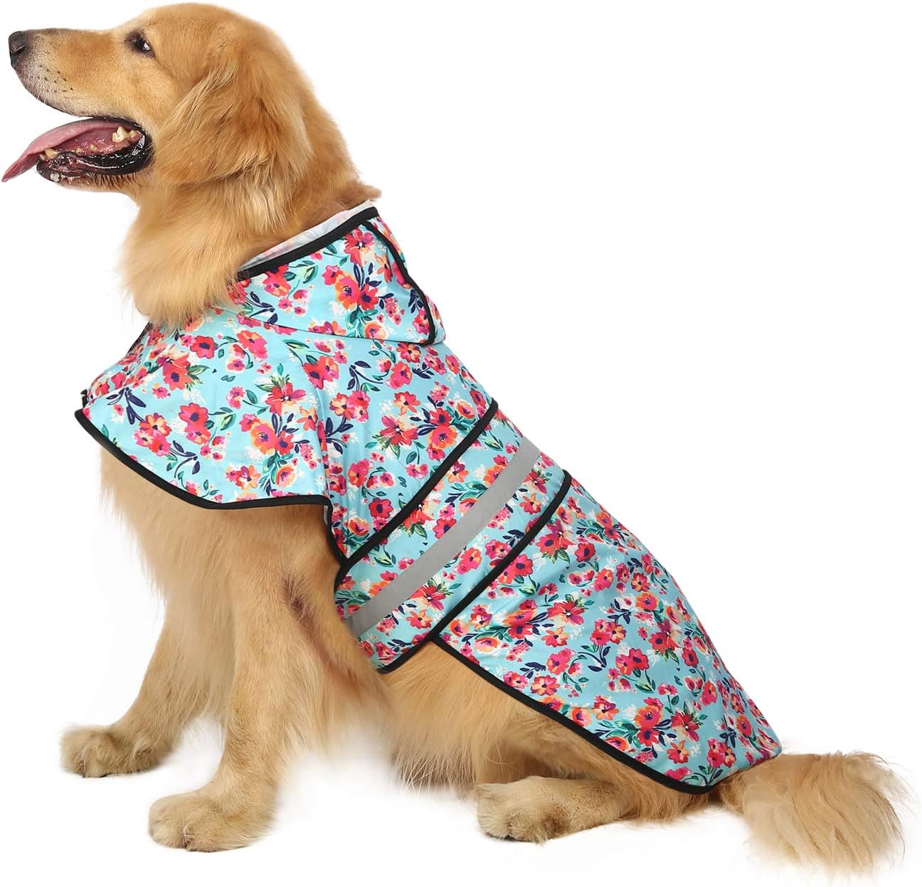 HDE Dog Raincoat Jacket Reflective Adjustable Hooded Pet Poncho Rain Coat with Leash Hole for Small to X-Large Dogs Yellow - M - Image 10