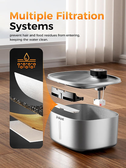 Pokpet wireless pet fountain in a modern home setting