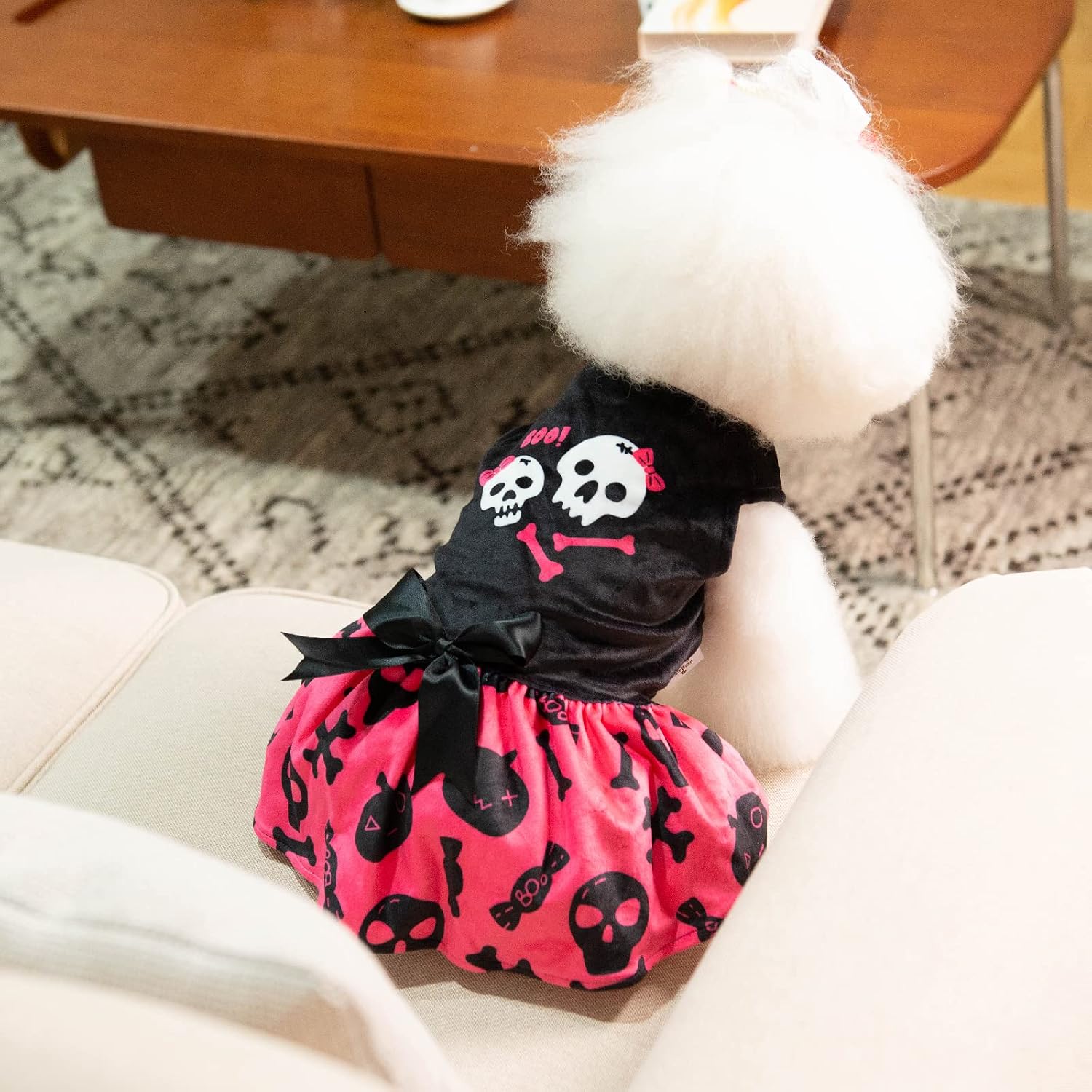 CuteBone small dog apparel pullover velvet skirt costume back details