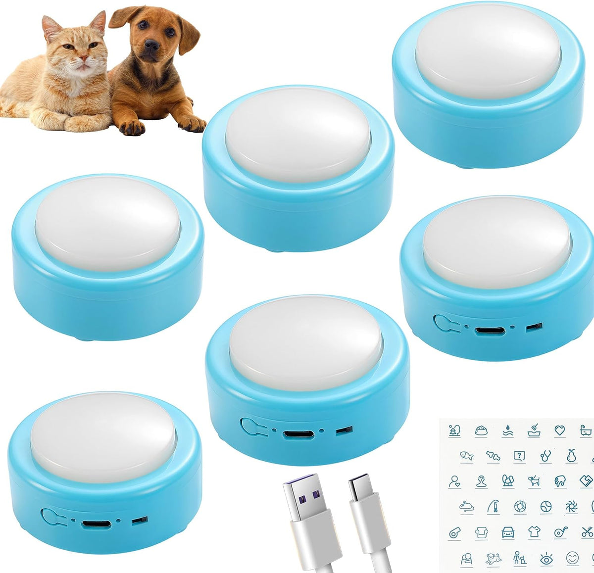 Topodome rechargeable cat talking buttons front view premium pet communication set