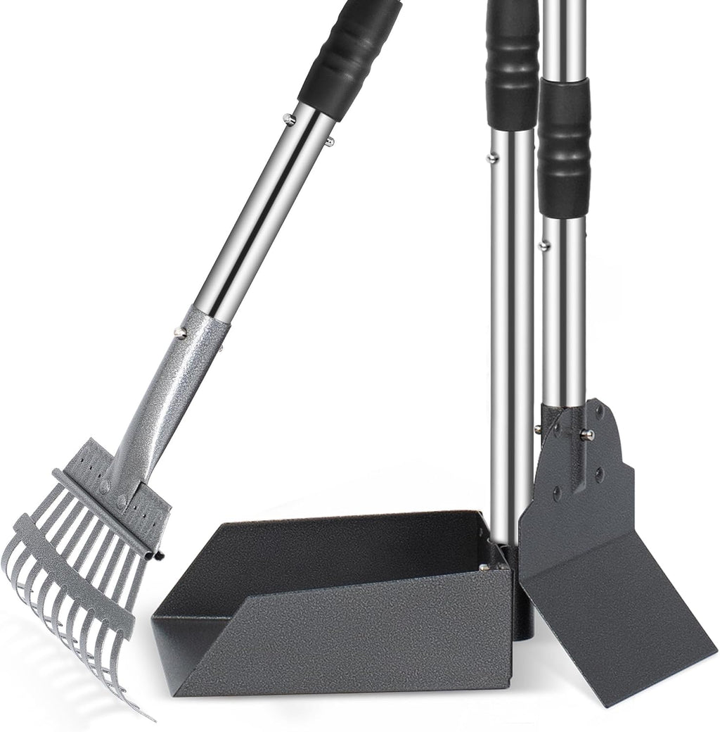 Heeyoo dog pooper scooper set front view for heavy duty pet waste removal.