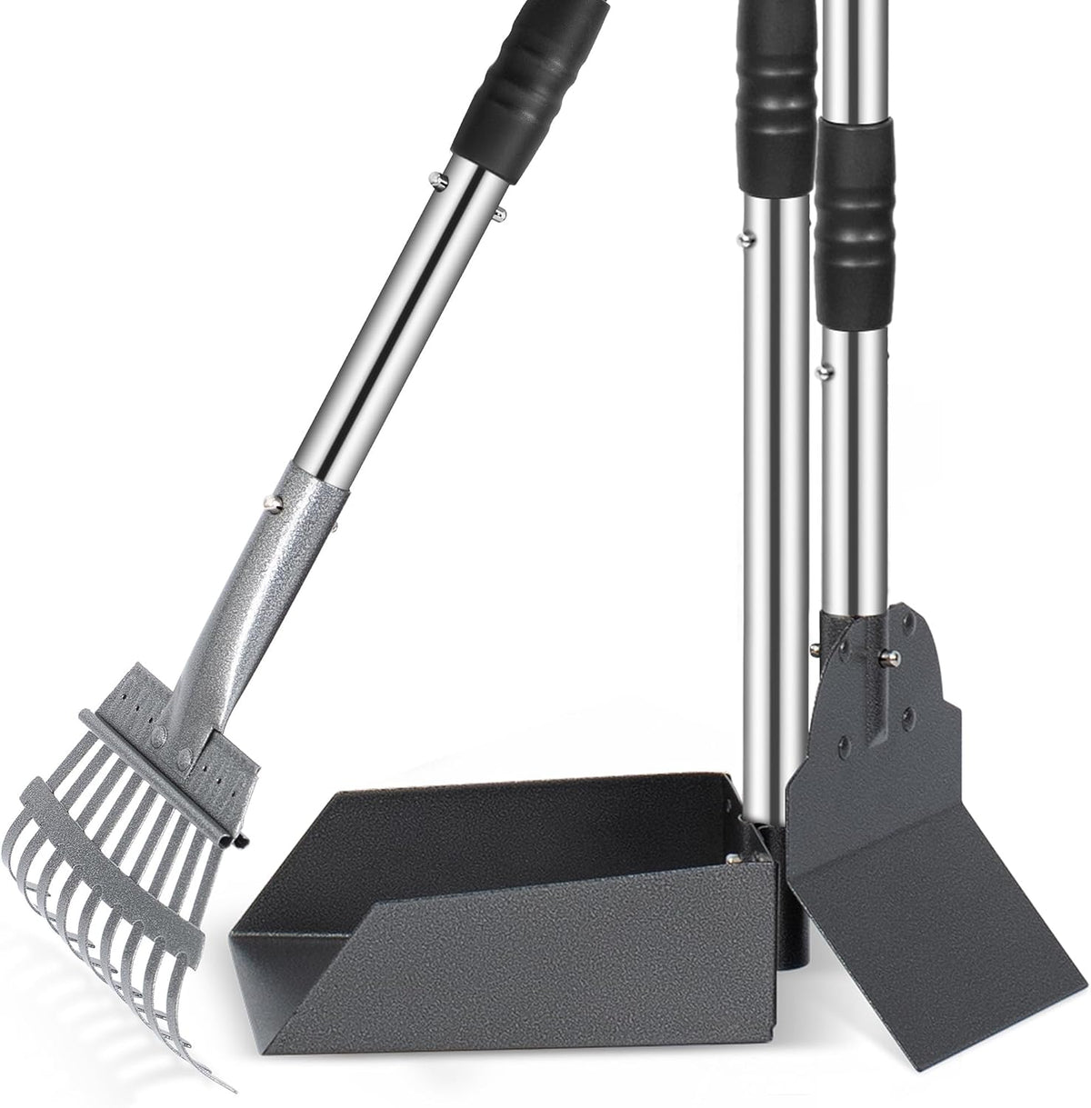 Heeyoo dog pooper scooper set front view for heavy duty pet waste removal.