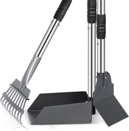 Heeyoo dog pooper scooper set front view for heavy duty pet waste removal.