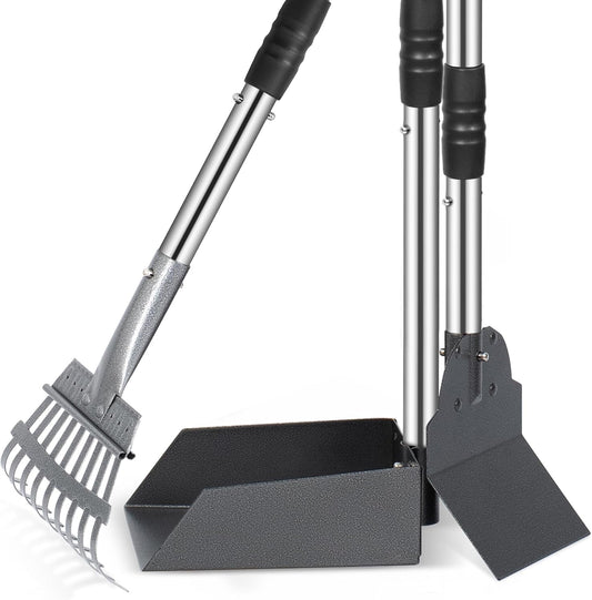 Heeyoo dog pooper scooper set front view for heavy duty pet waste removal.