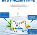 Natural pet eye grooming wipes with aloe vera and witch hazel