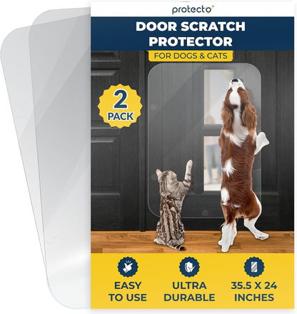 PROTECTO 2 Pack Heavy Duty Door Protector from Dog Scratching, 30 x 20" Clear Door Scratch Protector, Easy to Install on Window, Wall, Screen & Sliding Doors, Cat Scratch Guard for Indoors Outdoors - Image 12