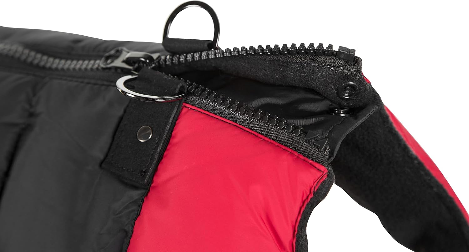 Close up of Gooby dog jacket fur guard zipper