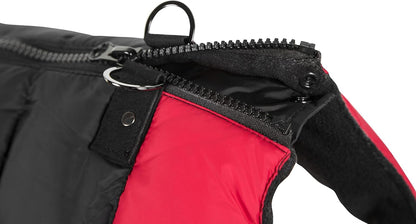 Close up of Gooby dog jacket fur guard zipper