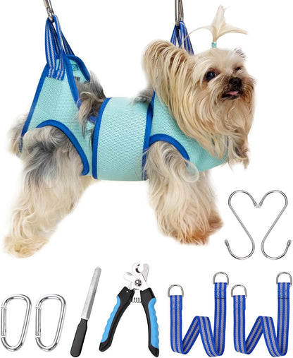 Kkiimatt Dog Grooming Hammock, Medium Hanging Harness Holder Hanger for Nail Clipping,Nail Trimming Hammock,Dog Sling Restraint with Thick Fabric Neck Support for Claw Care - Image 11