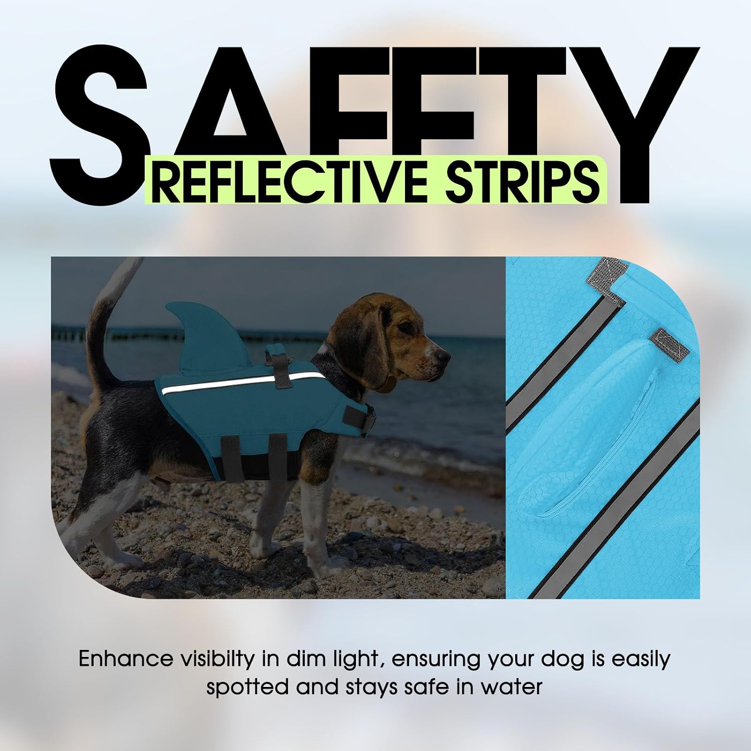 Premium canine lifesaver vest rescue handle detail view for medium dogs.
