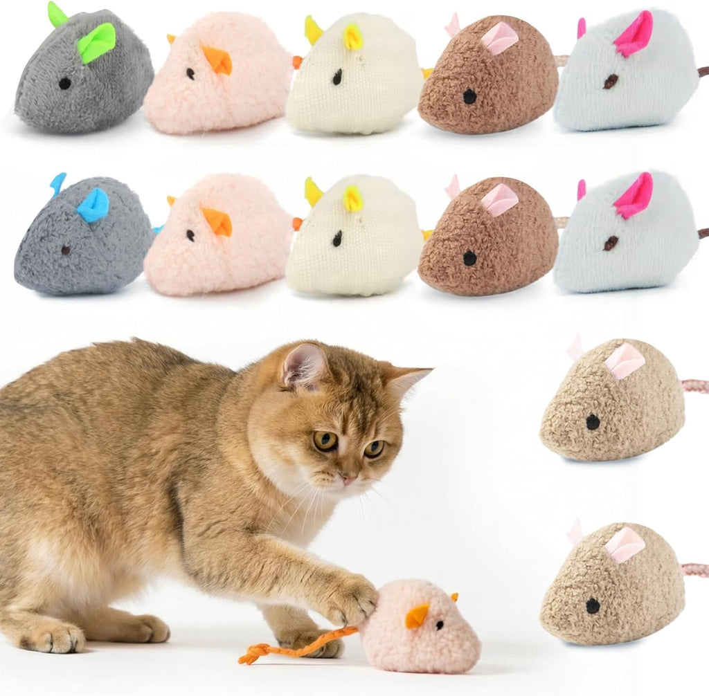 WRW 12 piece cat mice toys front view showcasing premium catnip plush mice