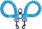 Pink reflective double dog leash attachment laid flat on a surface