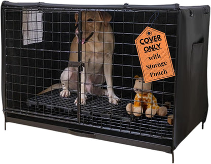 Dog Crate COVER ONLY 36 inch - Medium Raincoat Material, Durable, Light-Reducing & Waterproof with Storage Pouch, Mesh Window & Protection Clips - Opens on All Sides with Zippers for Cages (Black,36") - Image 10