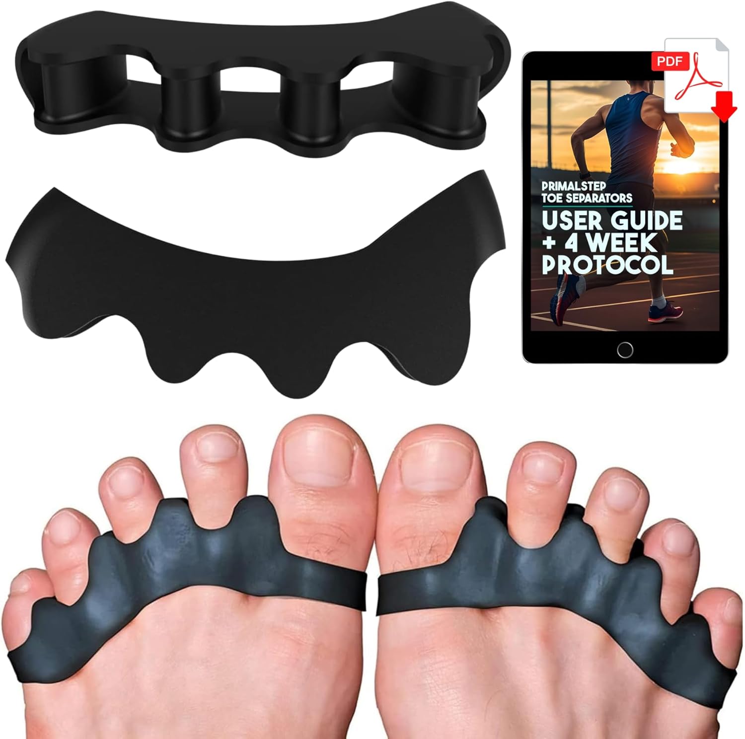 Vyce PrimalStep toe separators front view for bunion relief