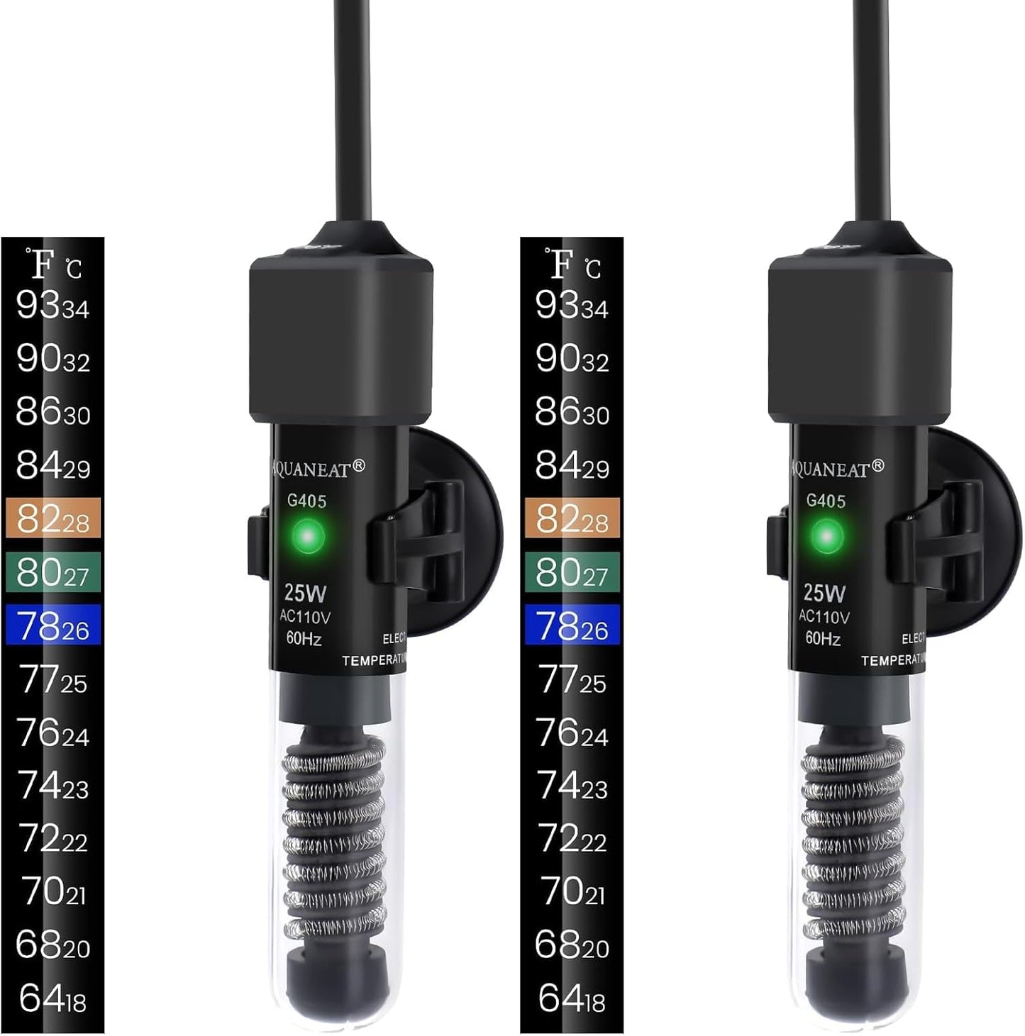AQUANEAT Aquarium Heater, 25W Small Betta Fish Tank Heater, Mini Preset Water Thermostat with a Thermometer - Image 9