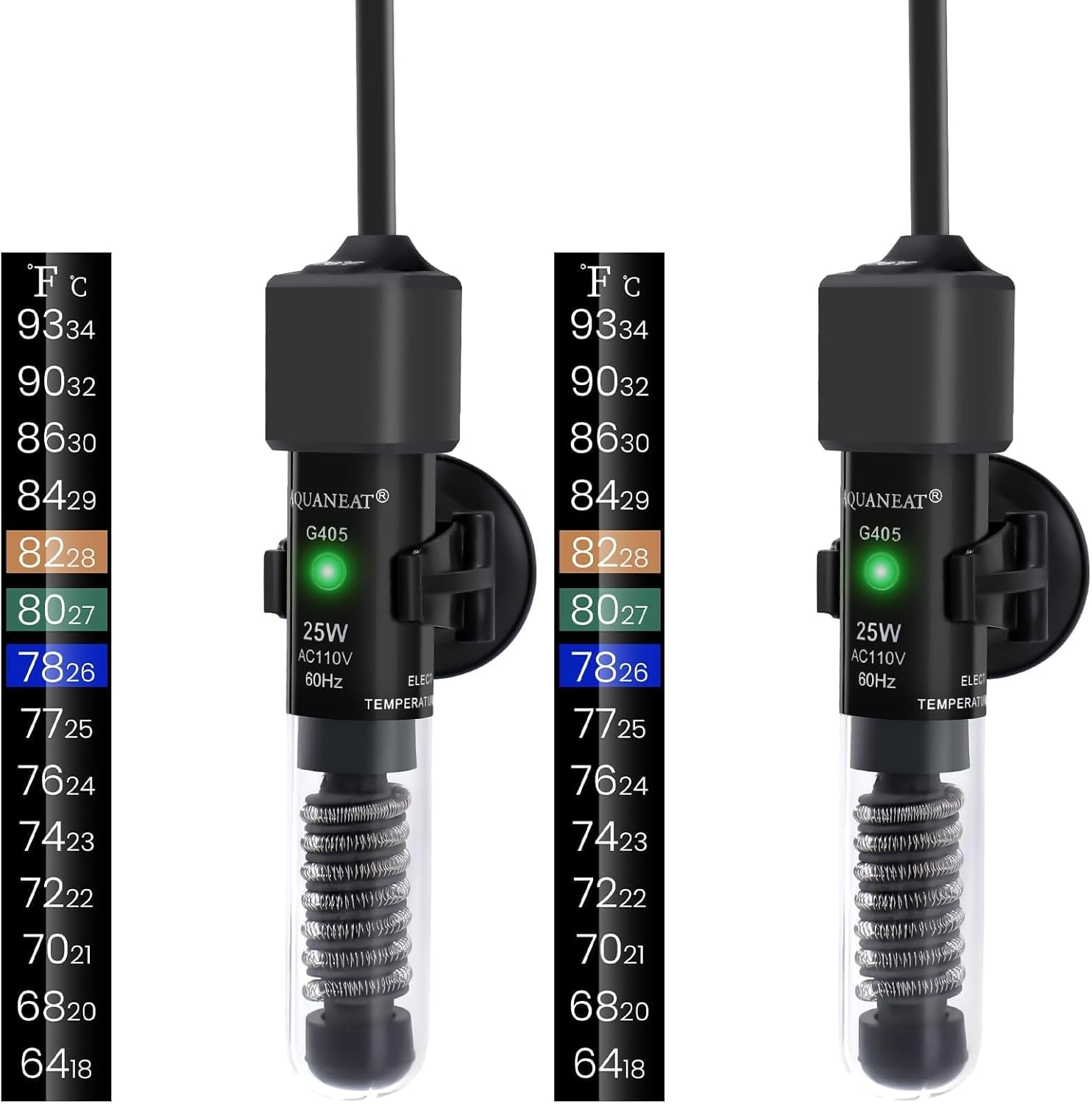 AQUANEAT Aquarium Heater, 25W Small Betta Fish Tank Heater, Mini Preset Water Thermostat with a Thermometer - Image 9
