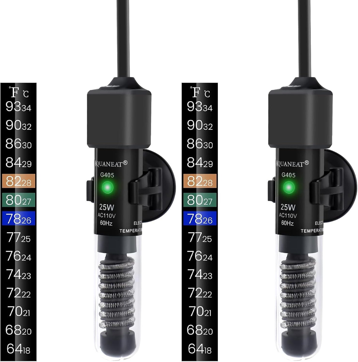AQUANEAT Aquarium Heater, 25W Small Betta Fish Tank Heater, Mini Preset Water Thermostat with a Thermometer - Image 9