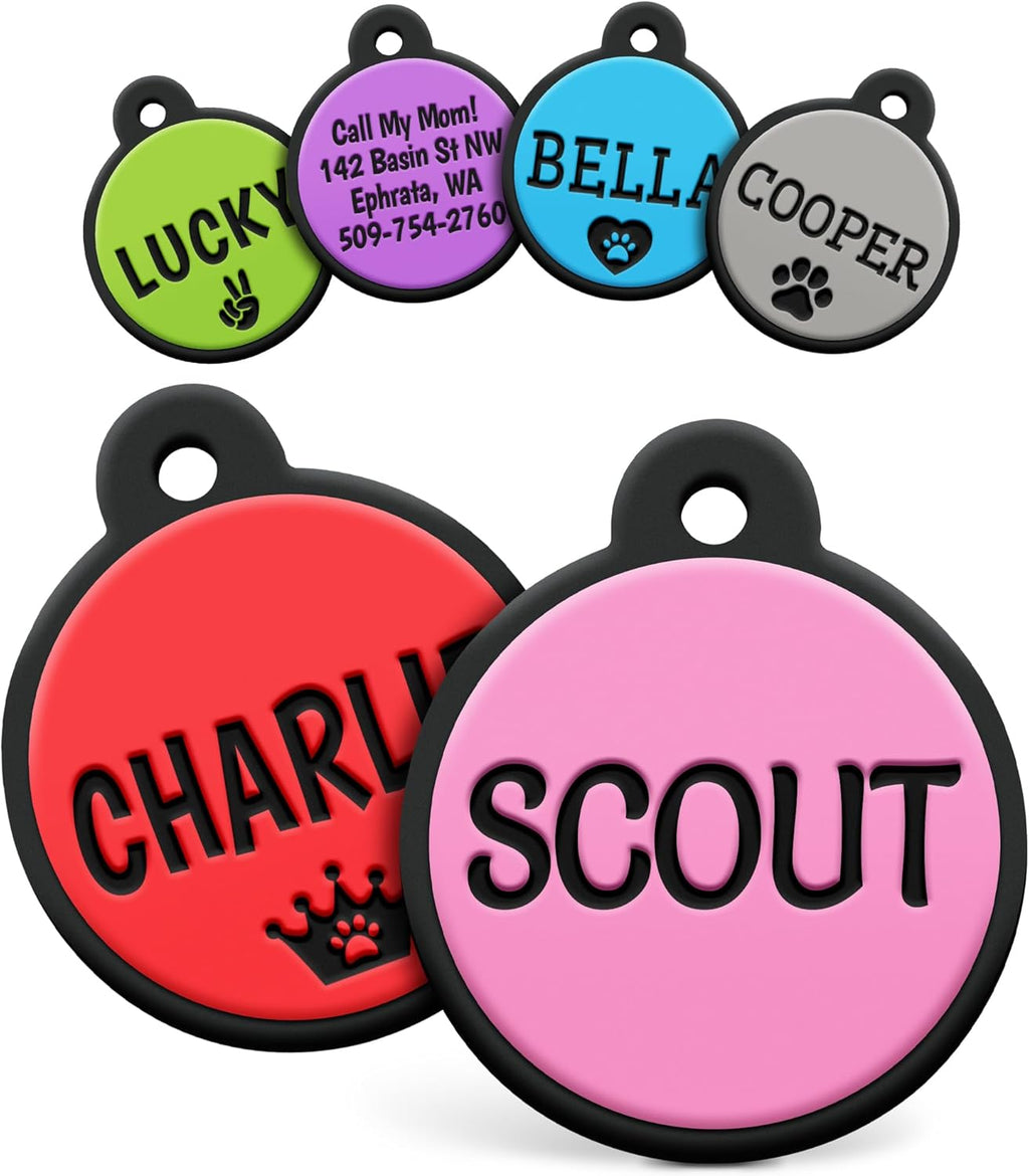 GoTags Silicone Dog Tags, Soundless Pet Tag, Personalized Silent Tag Engraved for Pets with Cute Custom Designs, for Dogs and Cats, (Bone, Pink) - Image 10