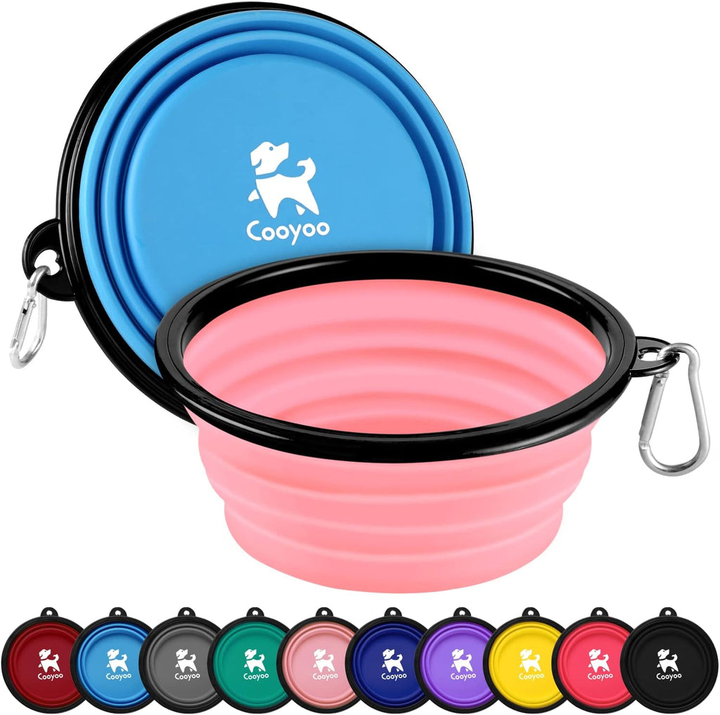 COOYOO Collapsible Dog Bowl,2 Pack Collapsible Dog Water Bowls for Cats Dogs,Portable Pet Feeding Watering Dish for Walking Parking Traveling with 2 Carabiners - Image 10