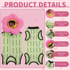 Adjustable plush flower Elizabethan collar for female cats post-surgery.