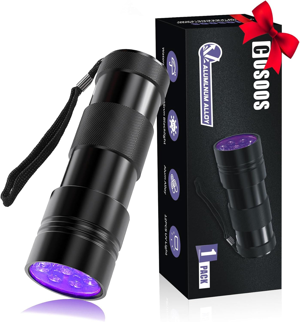COSOOS 2 Pack UV Flashlight, 12 LED Handheld Blacklight Flashlight 395nm Mini Light Torch Detector for Dog Pet Urine Stains, Bed Bugs and Scorpions. (Batteries not Included) - Image 9