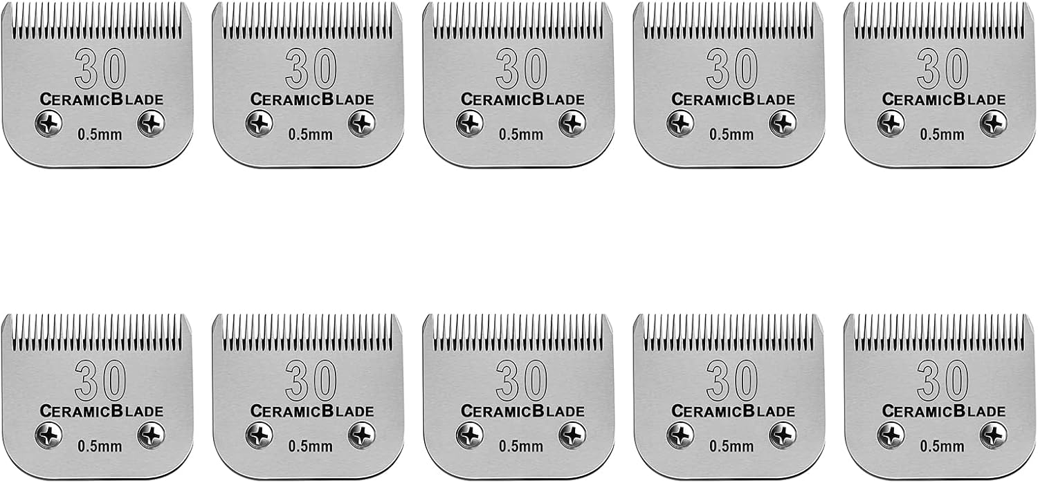 Size 40/10/7F/5F/4F Detachable Pet Dog Grooming Clipper Ceramic Blades Set,Compatible with Andis,Oster A5,Wahl KM10 Series Clippers,Cut Length 1/100"(0.25mm) to 3/8"(9.5mm),5 Pack - Image 15