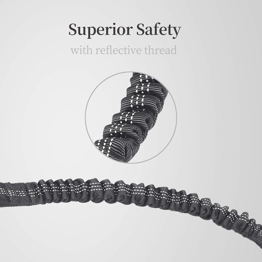 iYoPets black double dog leash full set layout featuring durable climbing rope material