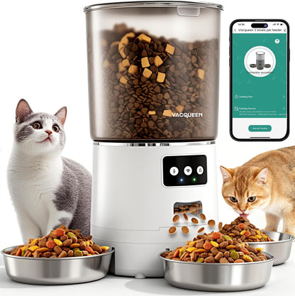 Automatic Cat Feeder for 3 Cats, 6L/25 Cups Smart WiFi Pet Feeder, Strong Anti-Jam System, Dual-Effect Desiccant Cat Food Dispenser, with 10S Voice Recorder for Cats and Small Dog(Black) - Image 9
