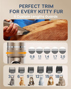 Low noise cat trimmer demonstrating the safe blade positioning for sensitive grooming.
