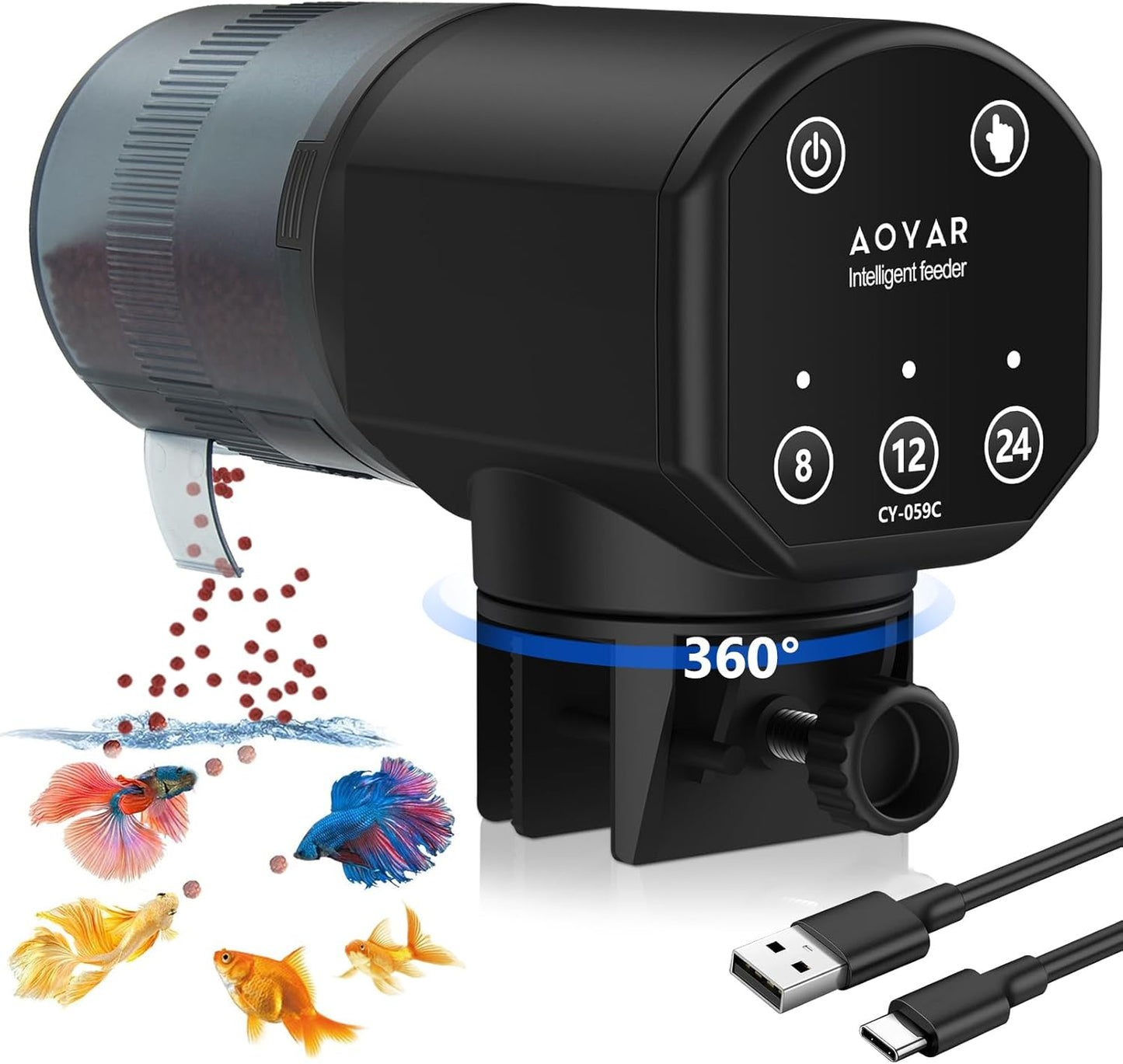 Automatic Fish Feeder Dispenser for Aquarium: 200ml Large Capacity Auto Feeders for Small Tank Turtle Betta Koi - Battery Food Feeding Timer for Flakes Pellet Vacation Weekend Day - Image 10