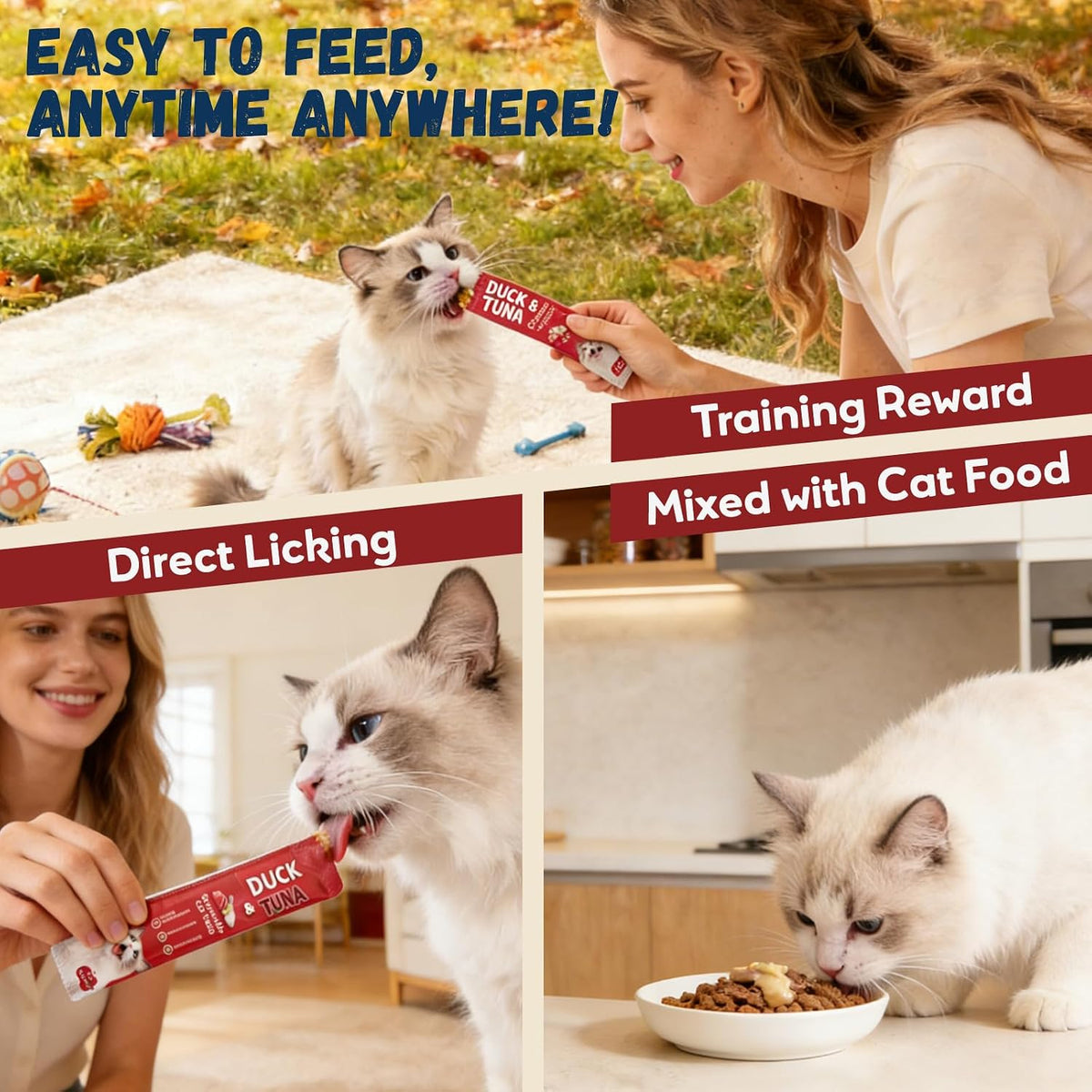 Close up of creamy texture of Pawmate tuna and duck cat treat