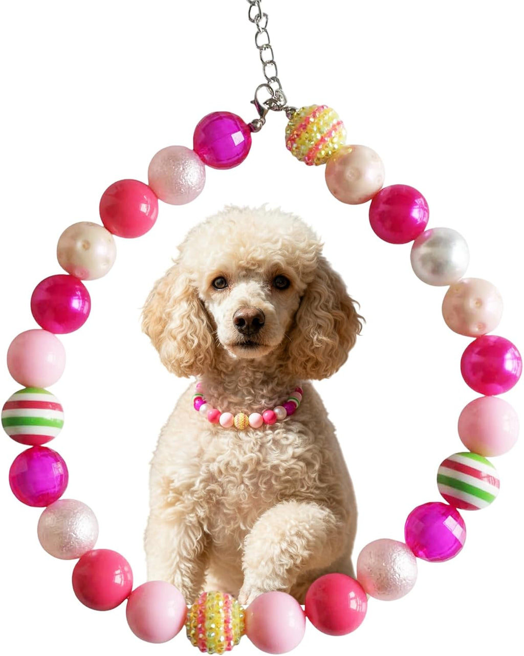 Dog Collar Necklace - Chunky Beads (20mm) with Candy Charm Pet Collar | Adjustable Sparkling Pet Jewelry Accessory for Small/Large Dogs, Daily Wear & Costume Parties - Image 11