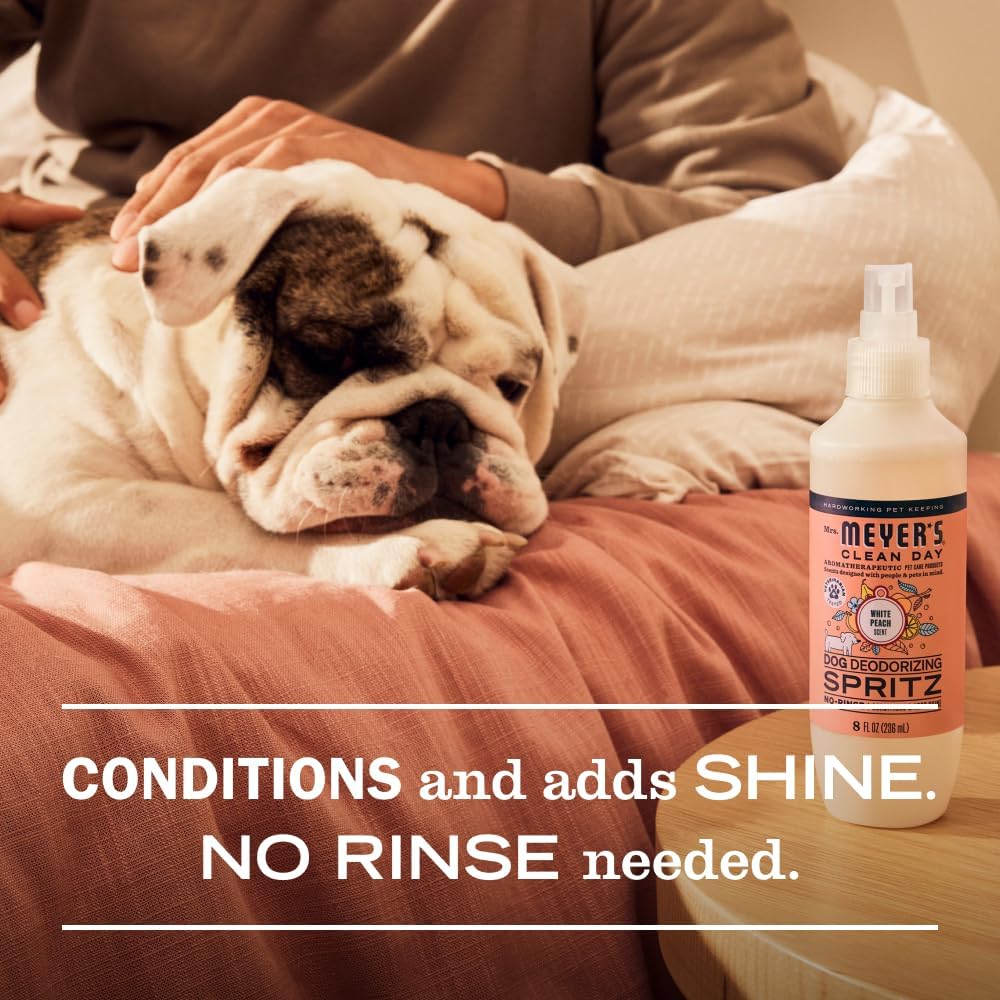 Close up of Mrs. Meyer's dog spray label details