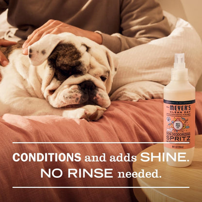 Close up of Mrs. Meyer's dog spray label details