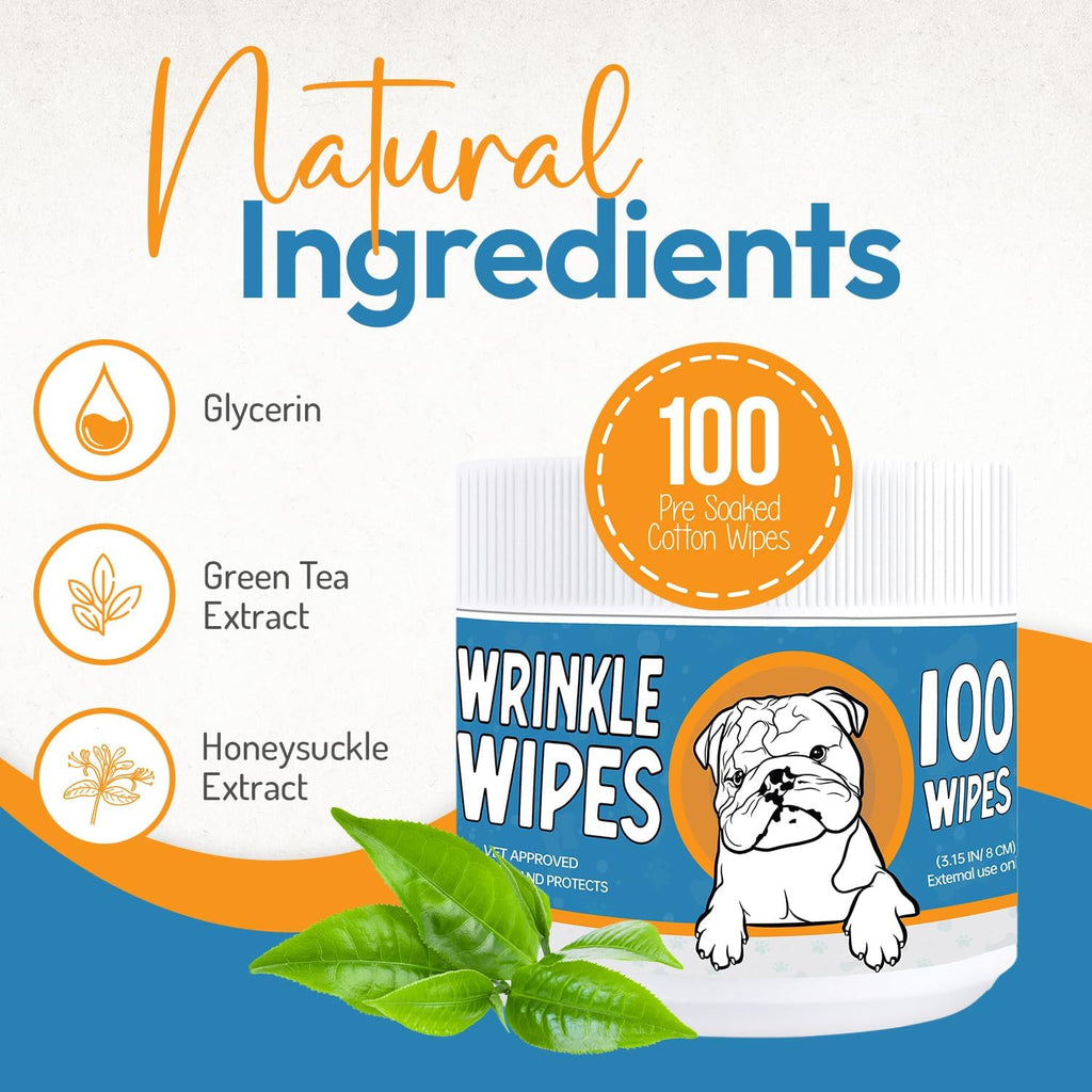 Hypoallergenic dog cleaning pads with honeysuckle extract for pugs and frenchies