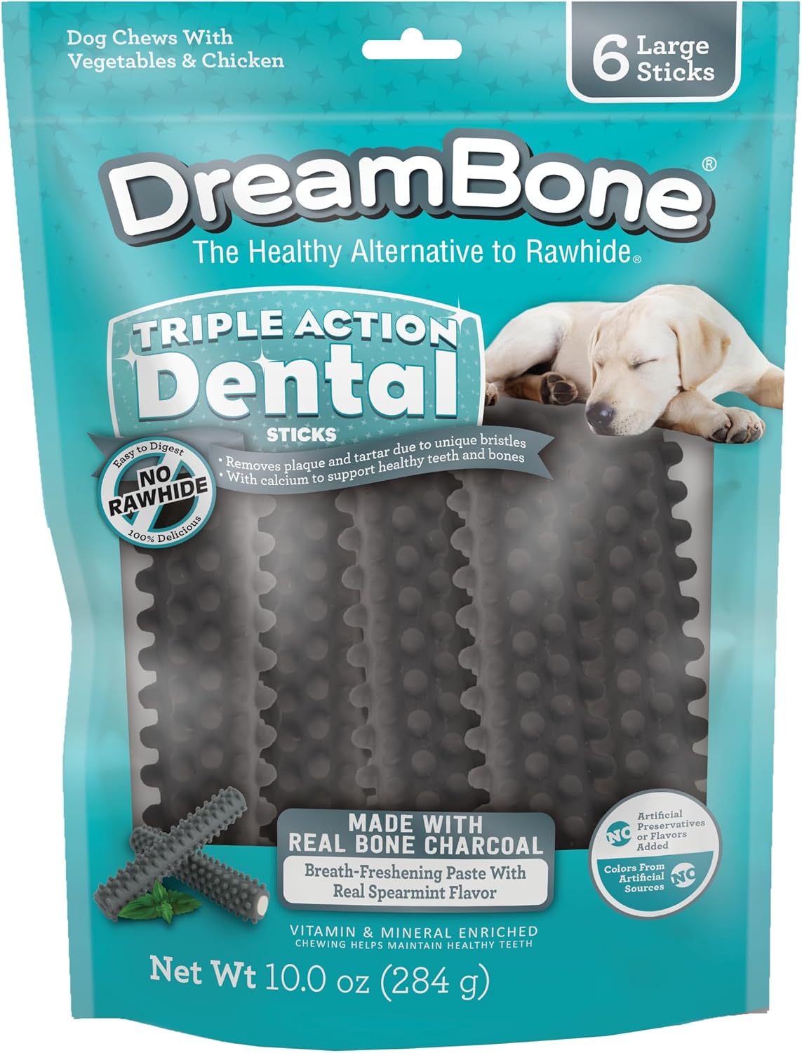DreamBone Triple Action Dental Sticks Charcoal, 10 Count, Rawhide-Free Chews for Small and Medium Sized Dogs Freshens Breath - Image 15