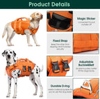 Kuoser reflective dog lifejacket adjustable straps side profile