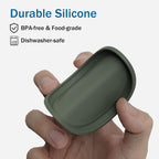 Ohmo camo and light green reusable silicone pet food lids