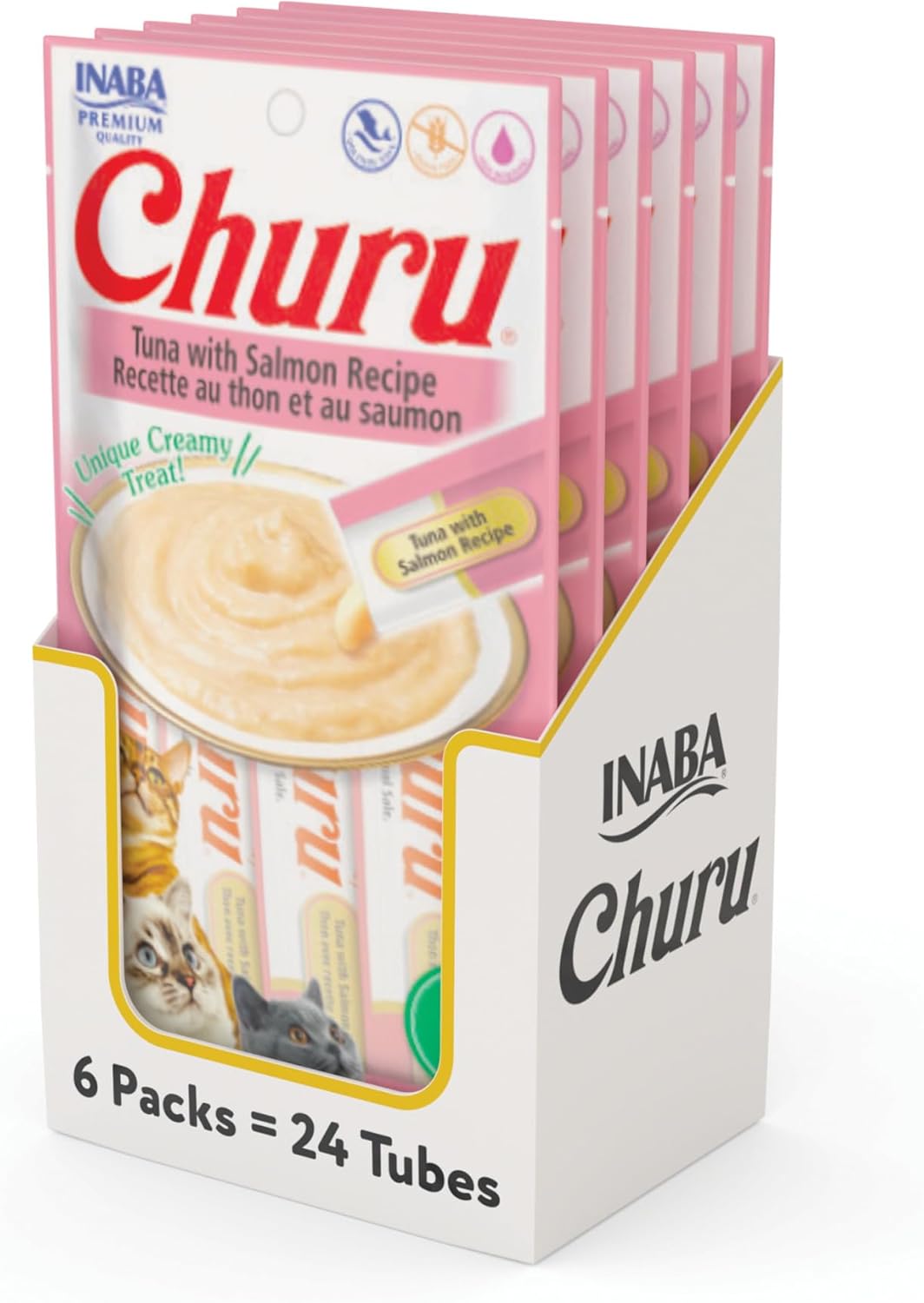 INABA Churu Cat Treats, Lickable, Squeezable Creamy Pure Cat Treat with Green Tea Extract & Taurine, 0.5 Ounces Each Tube, 24 Tubes (4 per Pack), Chicken Recipe - Image 12