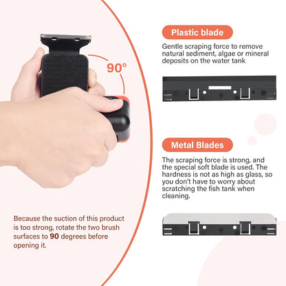 Hygger floating scrubber brush separating into inner and outer pieces to show magnetic cleaning mechanism.