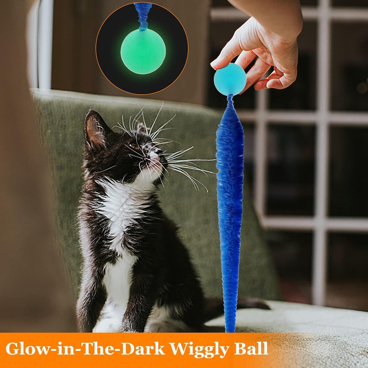 Le Tooter colorful fuzzy worm and ball cat toy individual piece