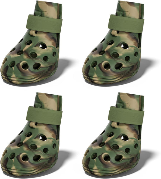Solowinner dog shoes for hot pavement front view camouflage XL