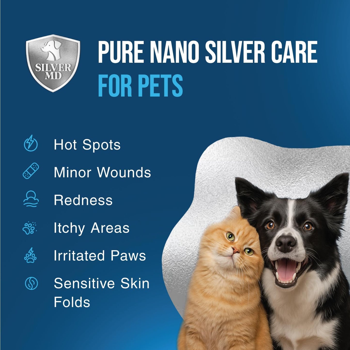 SilverMD colloidal silver hot spot spray back label showing usage instructions and ingredients.
