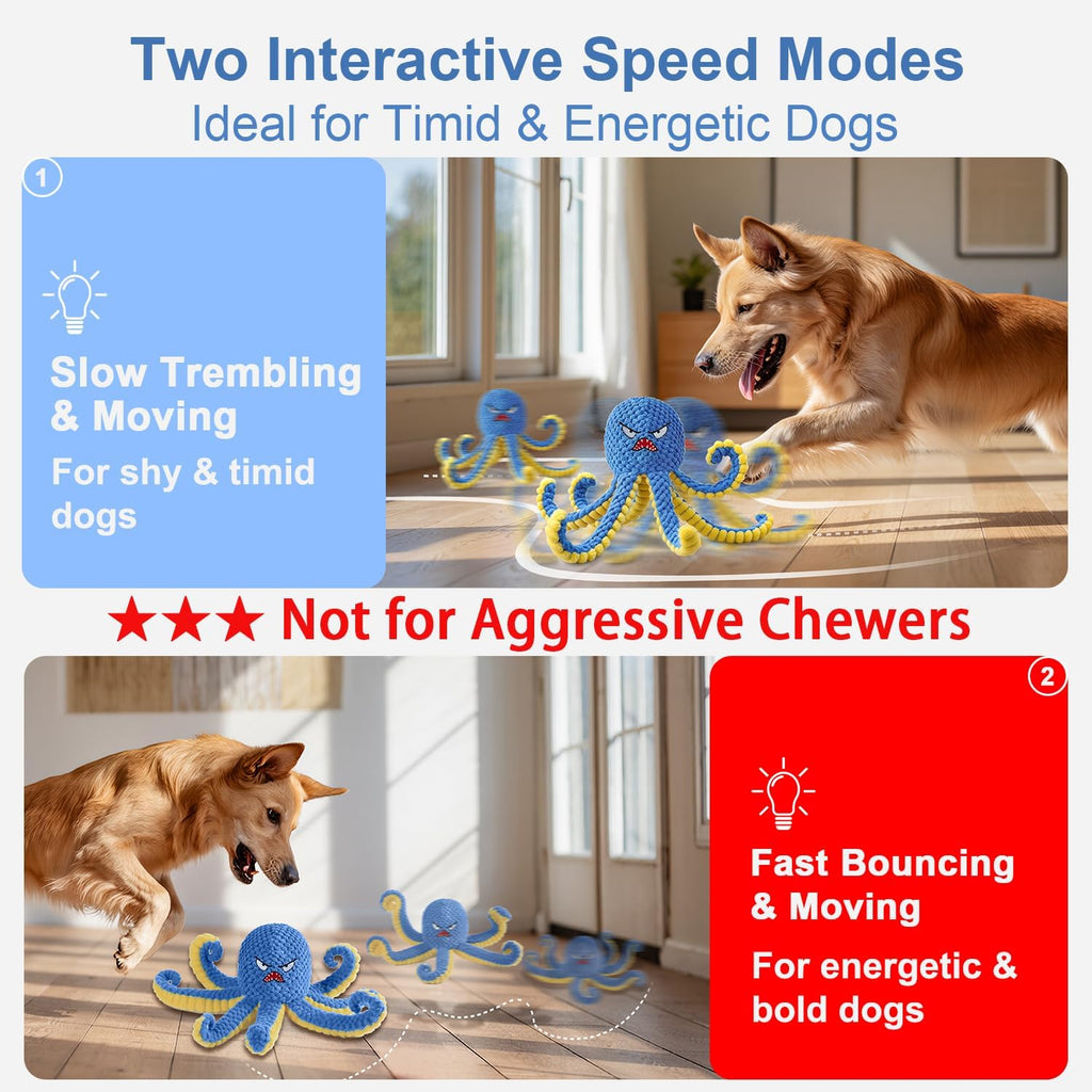 Qraxond automatic jumping dog ball being held to demonstrate the motion-activated core.