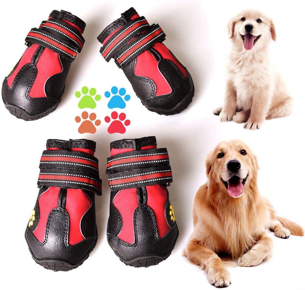 CovertSafe non-slip waterproof dog boots front view in black and red