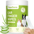 PawSono Ear Finger Wipes 50 count container front view