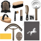 Abbylike 12 Pieces Horse Grooming Kit Racing Festival Tack Room Supplies Horse Brush Sets Equine Care Cleaning Kit Shedding Grooming Massaging Tools(Khaki) - Image 13