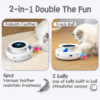ORSDA electronic pet toy top view highlighting the white ivory housing and dual play modes